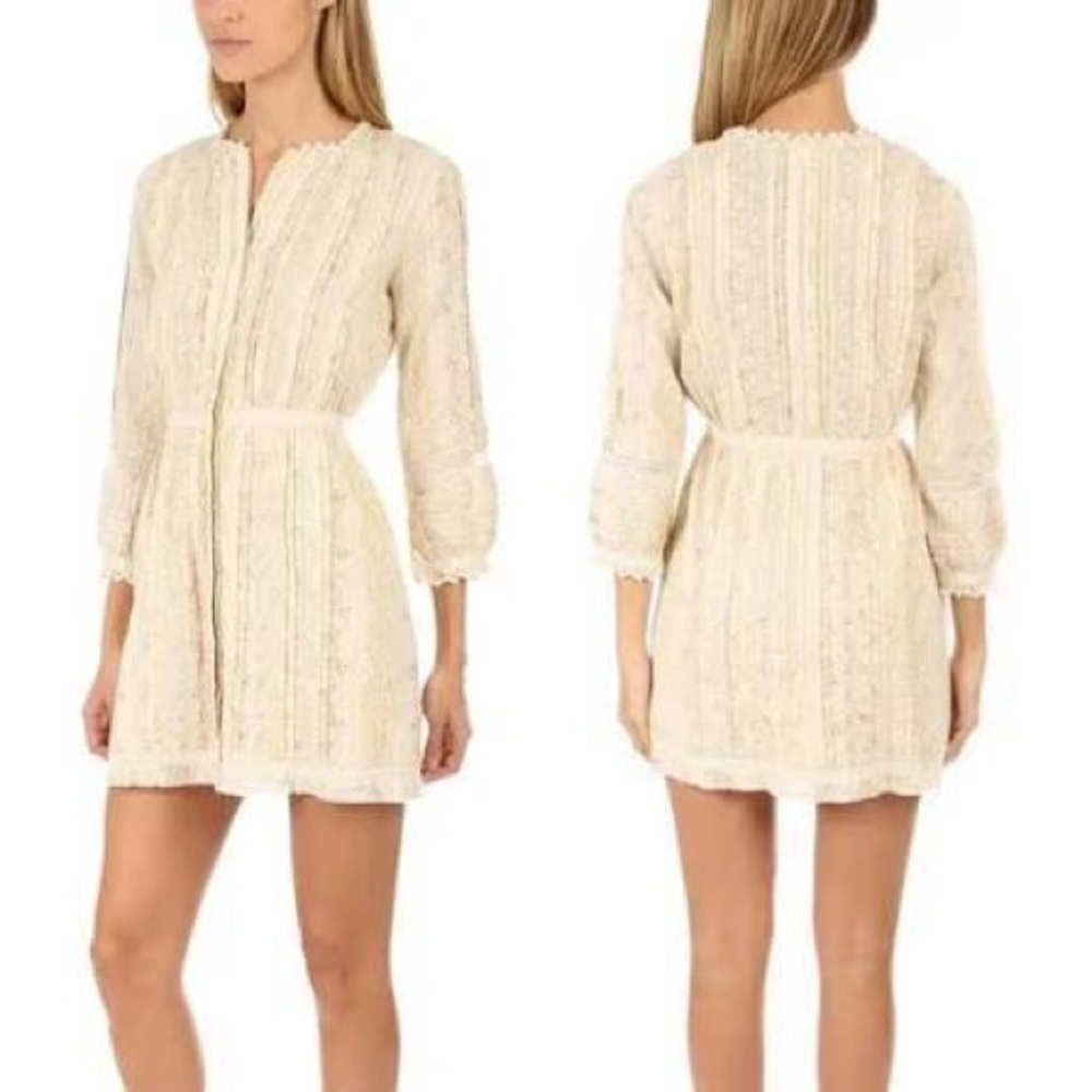 LoveShackFancy Cream Lace Detail Cindy Dress